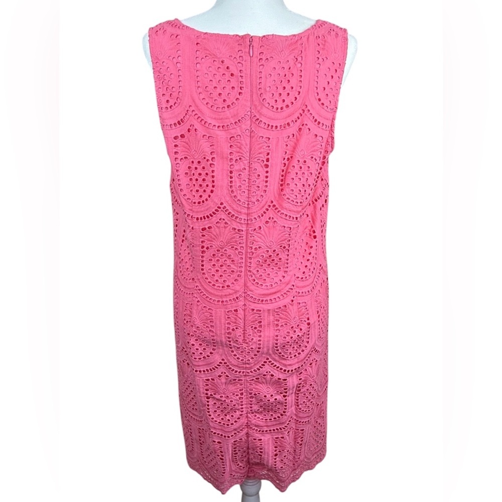 Talbots Eyelet Pineapple Scoop Neck Dress Pink 10 - Picture 5 of 7